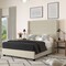 Merrick Lane Bramlett Modern Platform Bed - Gray Faux Linen - Queen - Padded Wingback Headboard - 6" Floor Clearance - Wood Support Slats - No Box Spring Needed